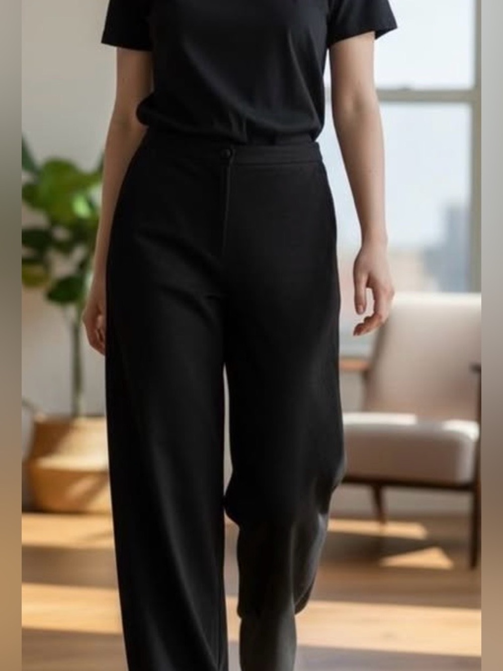Classic High-Waist Wide-Leg Pants - Black CB Collection size 12